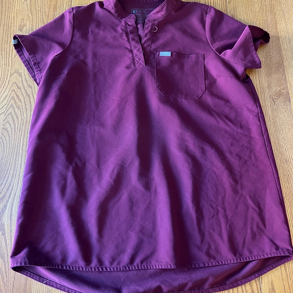 Figs Maternity Maroon Scrub Top with Pocket